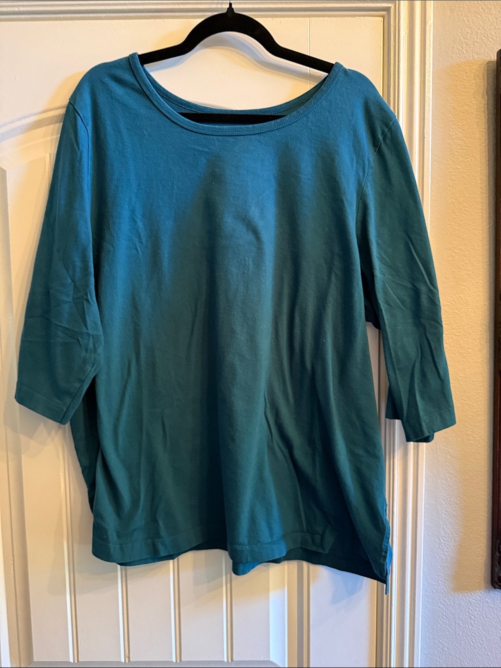 Woman Within Teal Boatneck 3/4 Sleeve Top